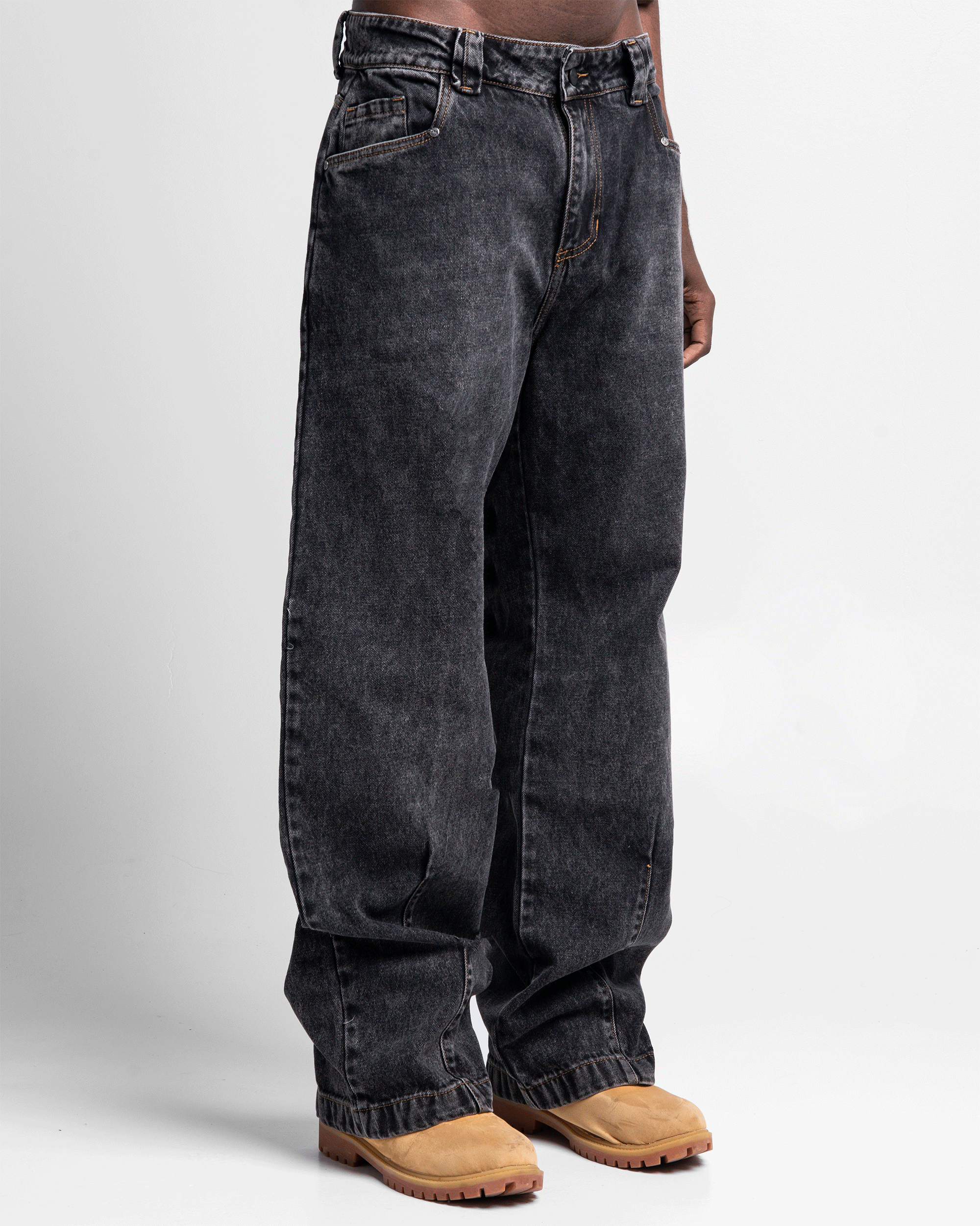 Pintuck Denim Pant Negro