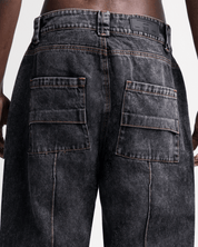 Pintuck Denim Pant Negro