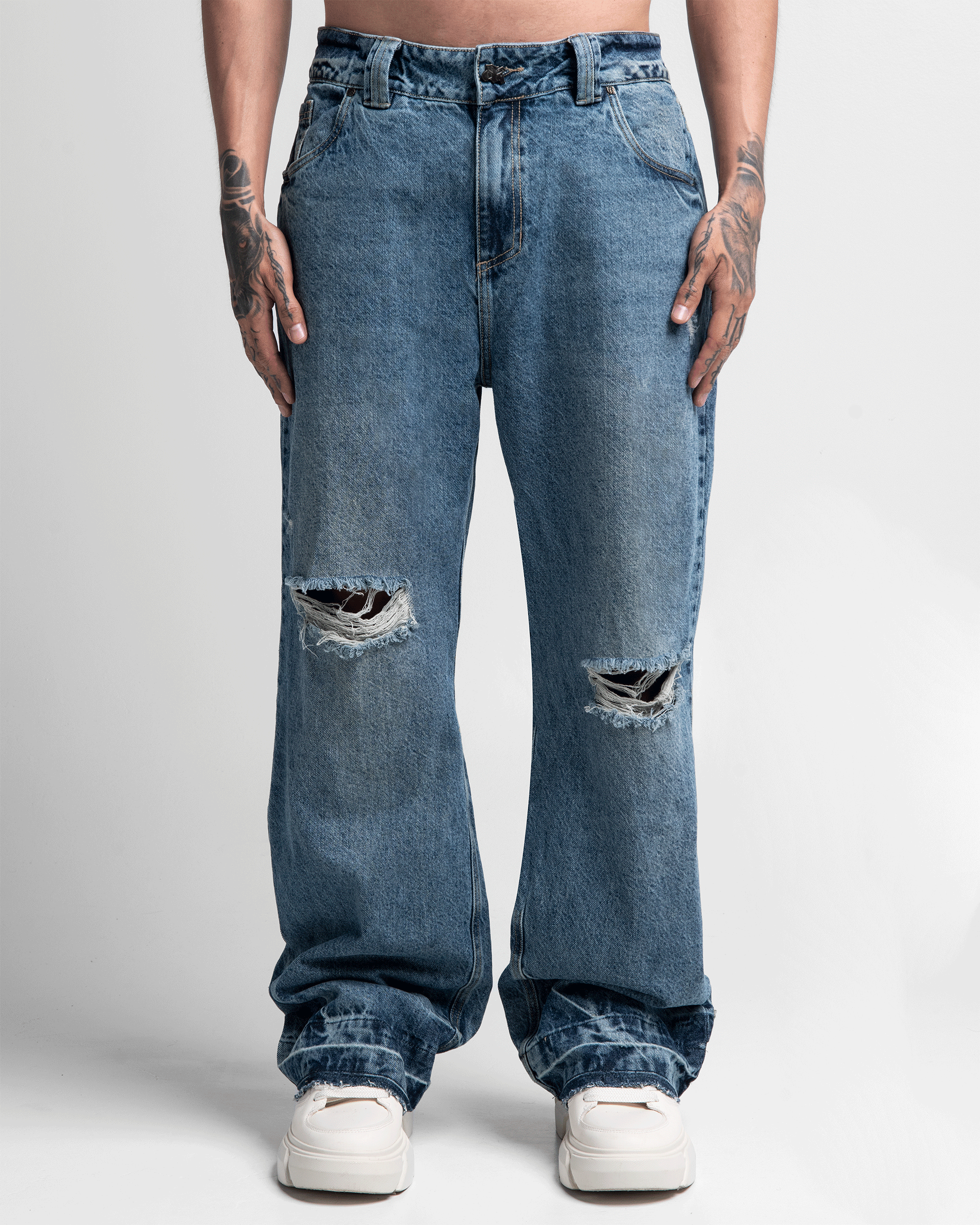 Denim Pant Azul Oscuro Destroyed