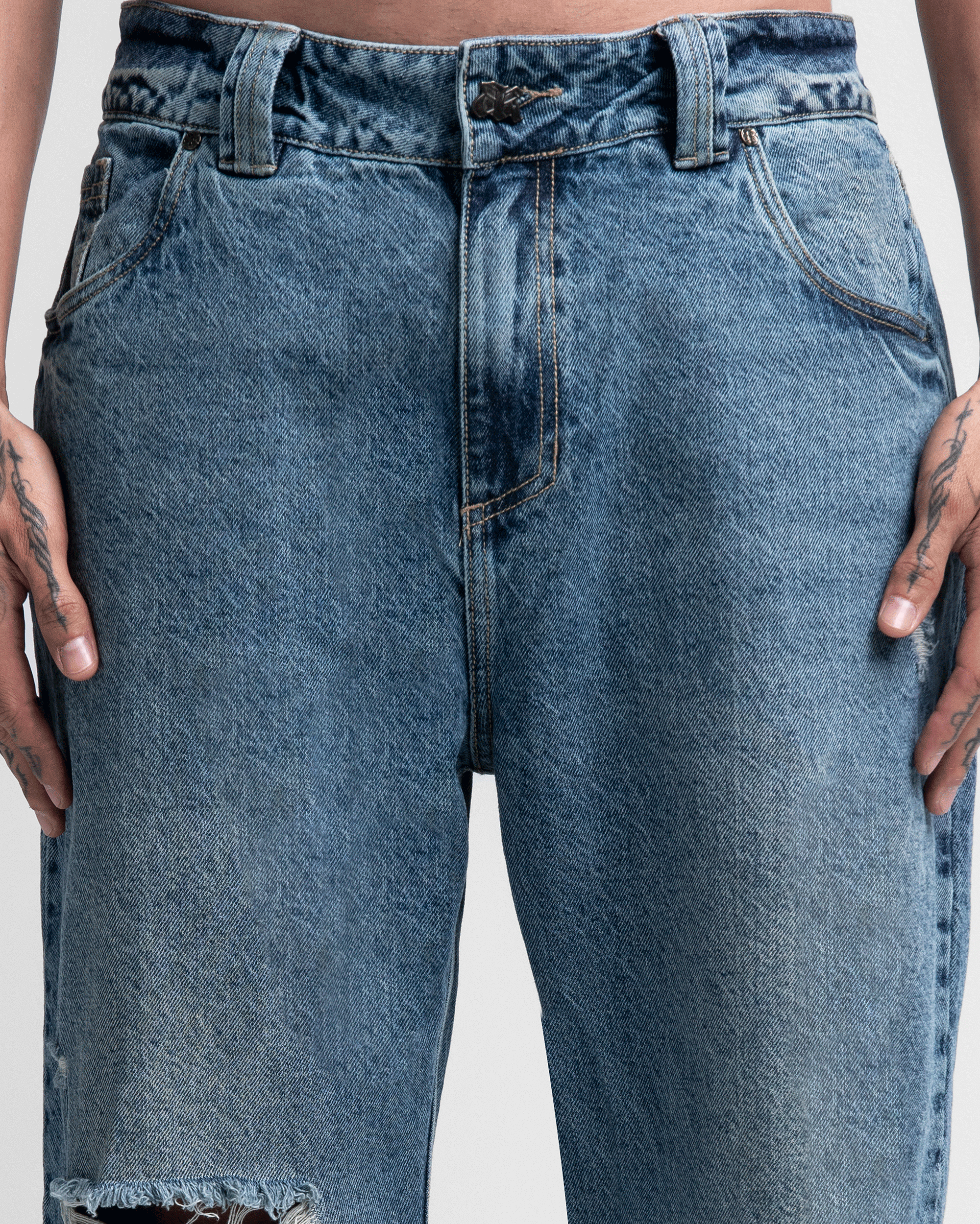 Denim Pant Azul Oscuro Destroyed