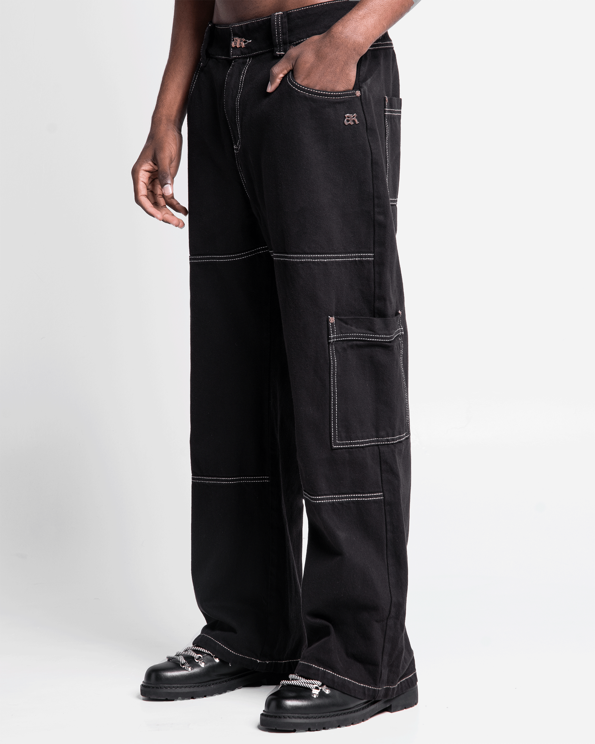 Pantalón Hilos En Contraste Negro