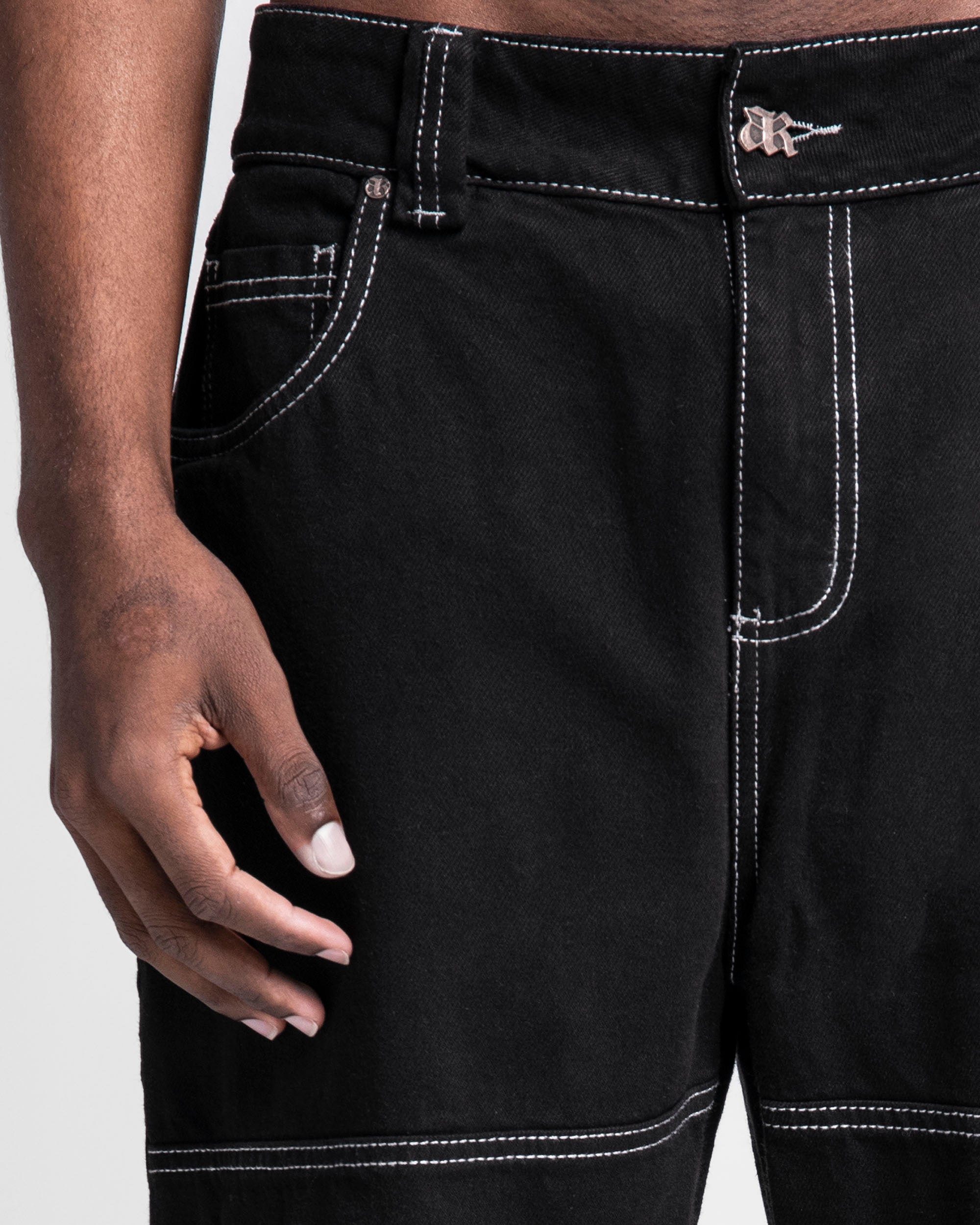 Pantalón Hilos En Contraste Negro