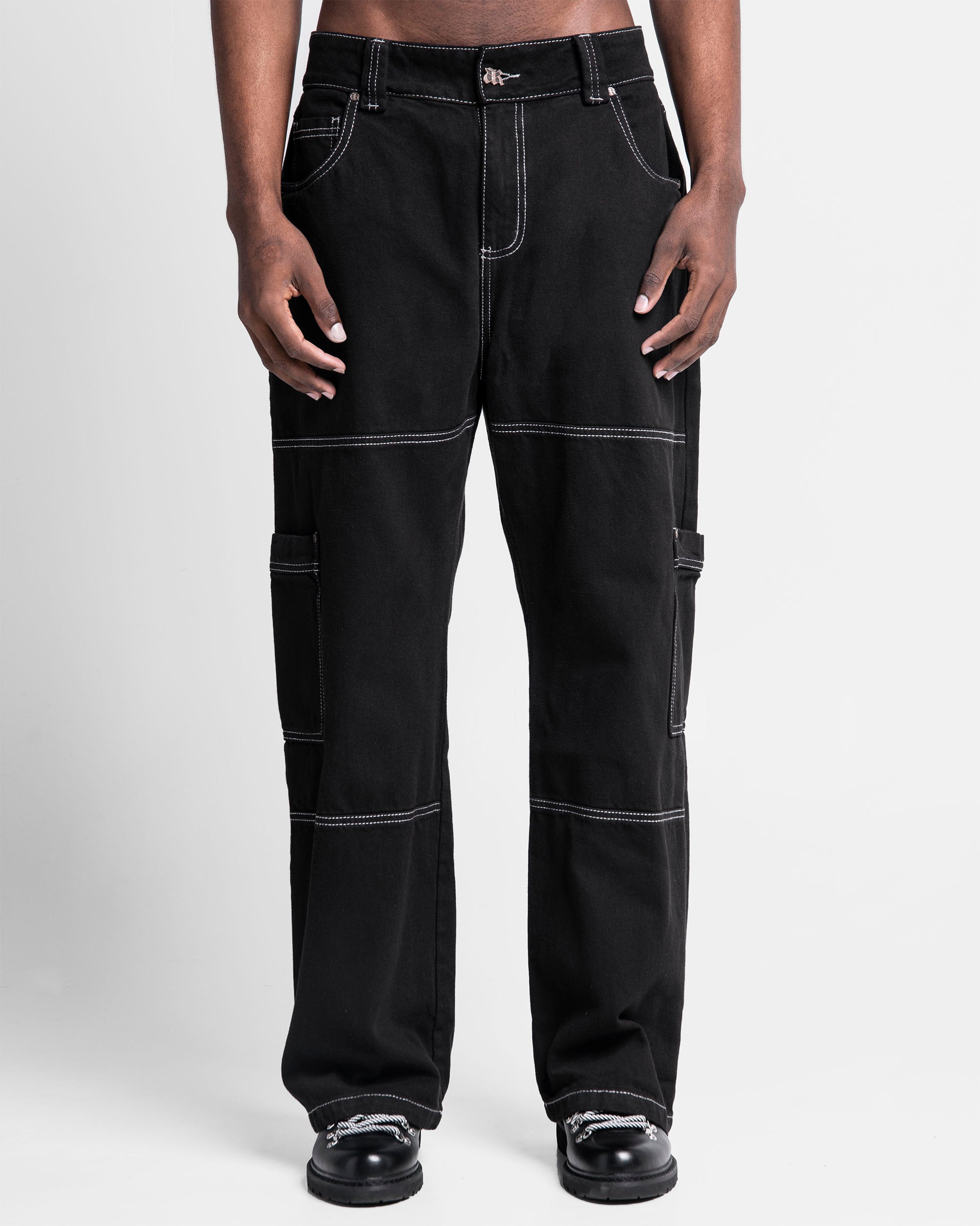 Pantalón Hilos En Contraste Negro