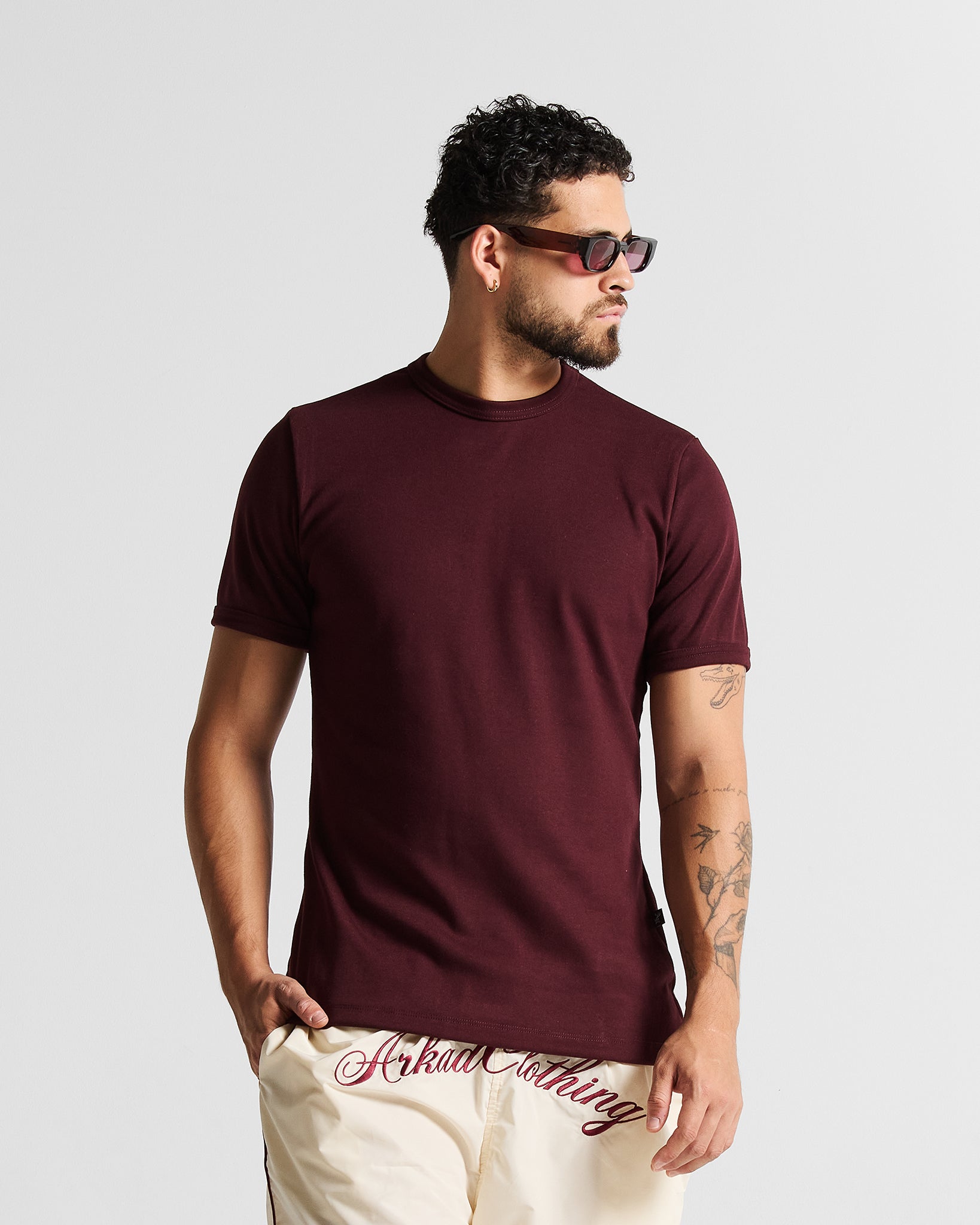 Slim Rib Tee - Vinotinto