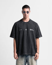 Washed Tshirt Oversize Negra Let The Music Speak