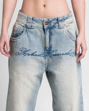 Jean Dirty Claro Estampado Azul - Unisex