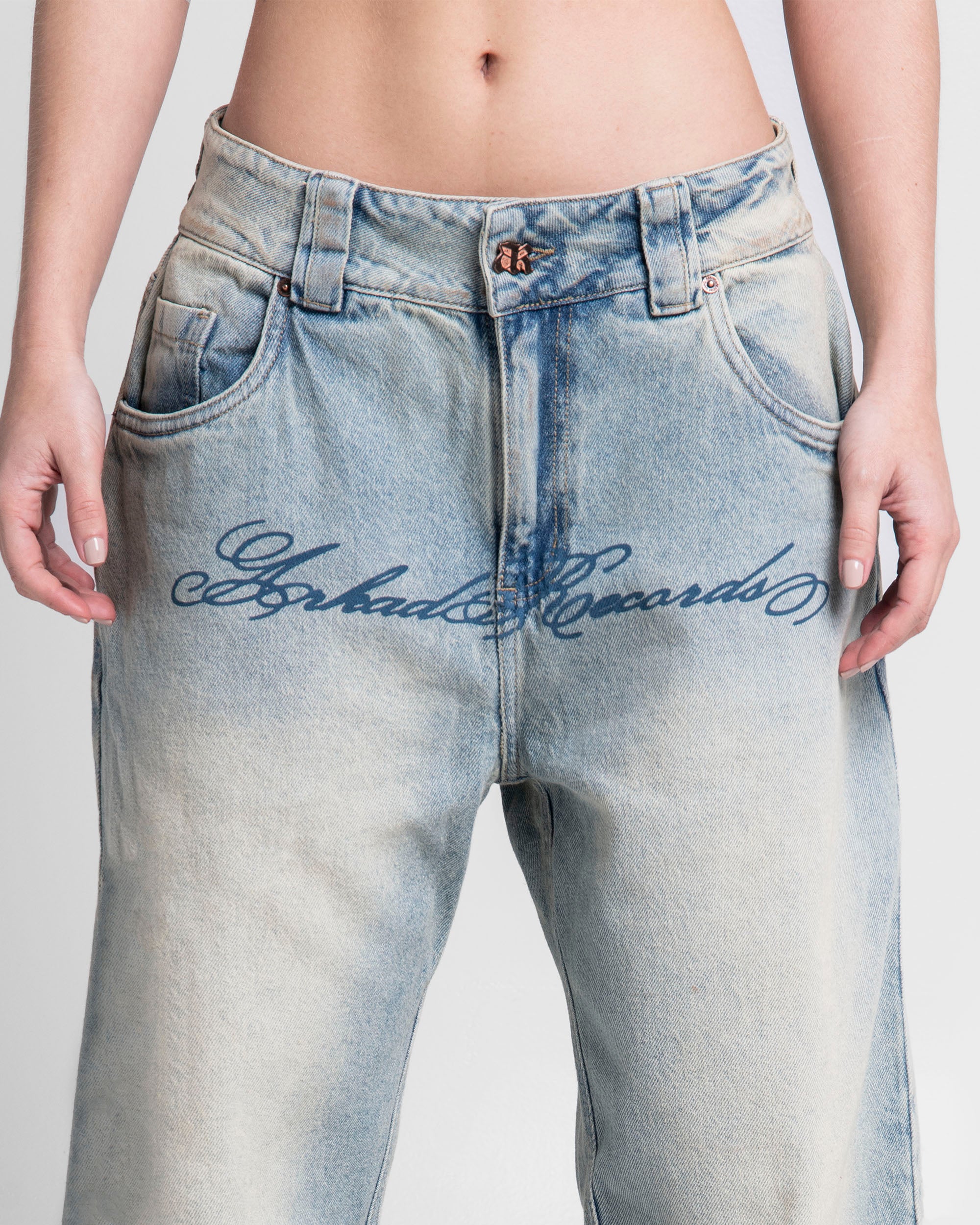 Jean Dirty Claro Estampado Azul - Unisex