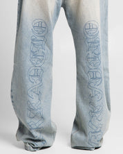 Jean Dirty Claro Estampado Azul - Unisex
