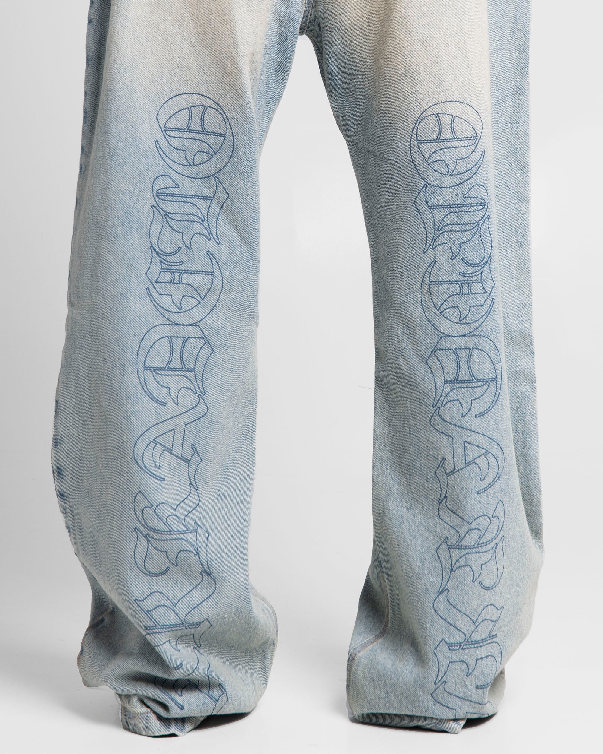 Jean Dirty Claro Estampado Azul - Unisex