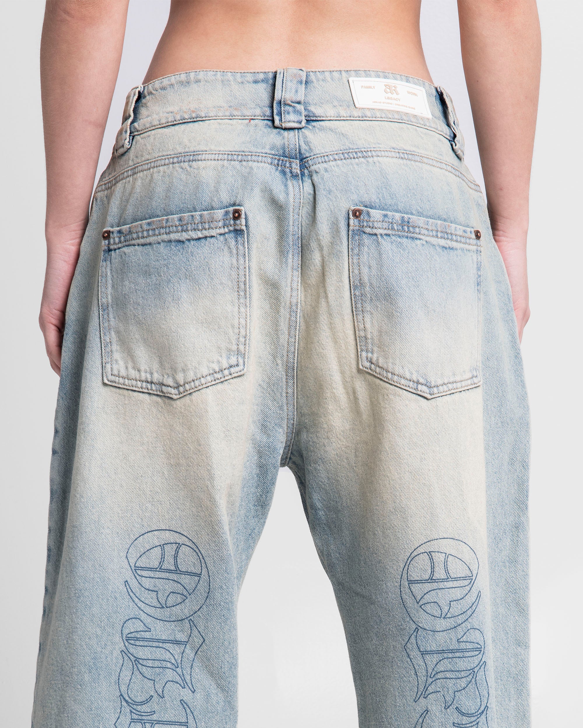 Jean Dirty Claro Estampado Azul - Unisex