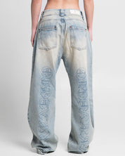 Jean Dirty Claro Estampado Azul - Unisex