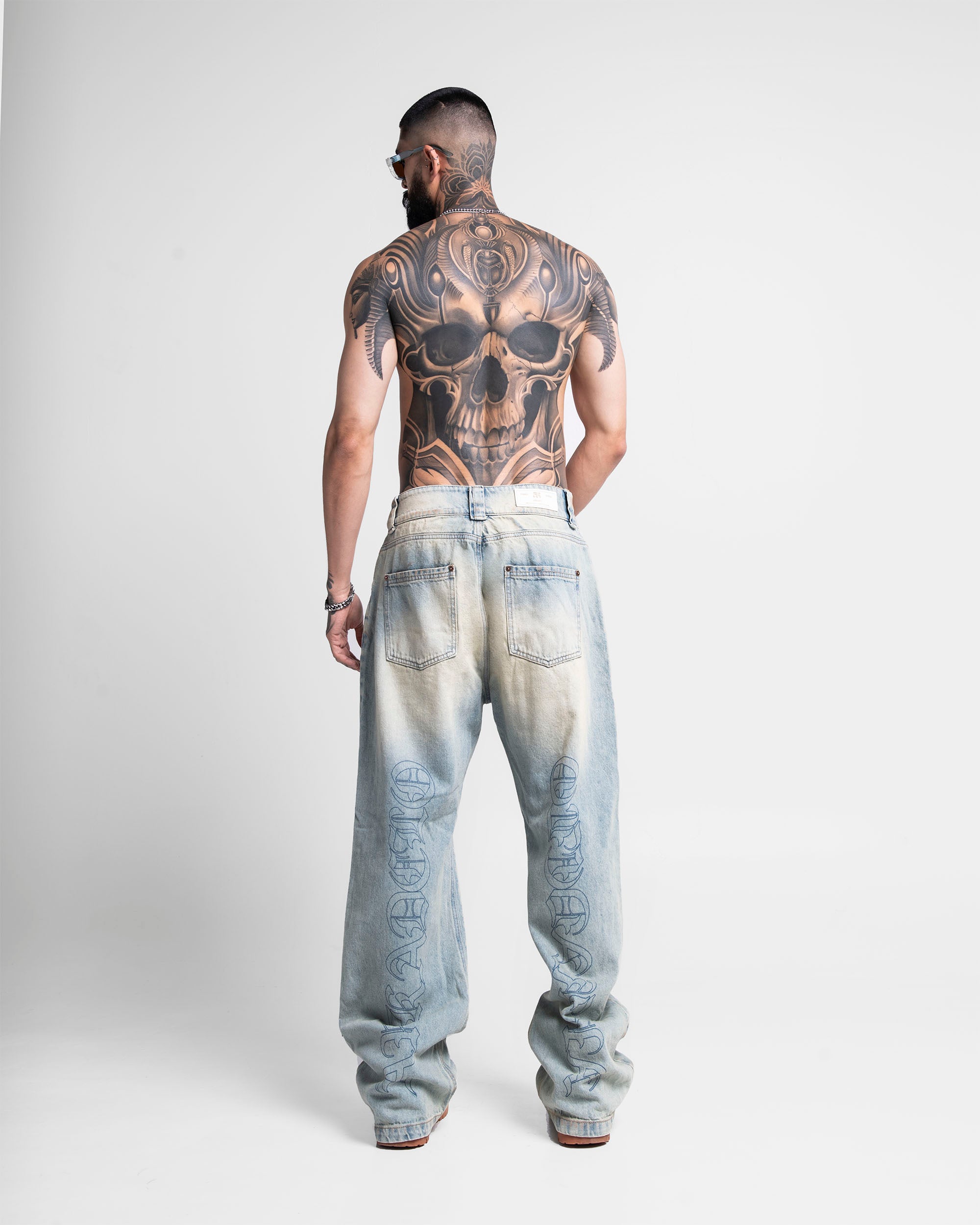 Jean Dirty Claro Estampado Azul