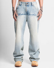 Jean Dirty Claro Estampado Azul