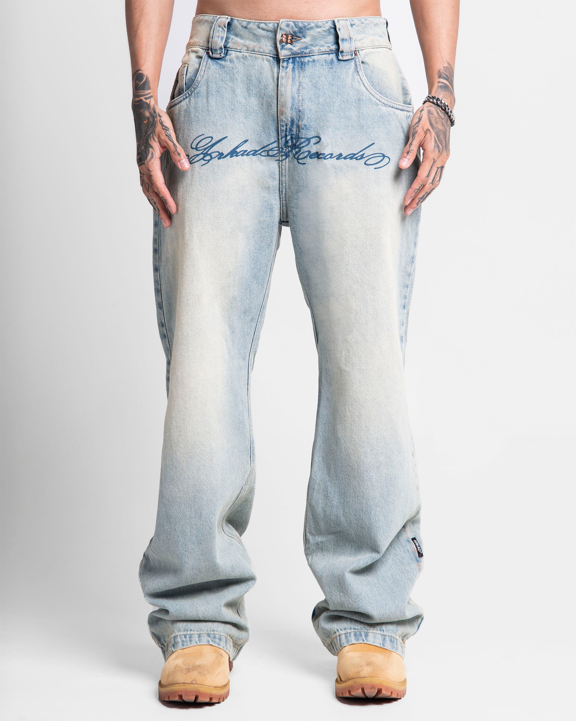 Jean Dirty Claro Estampado Azul