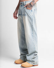 Jean Dirty Claro Estampado Azul