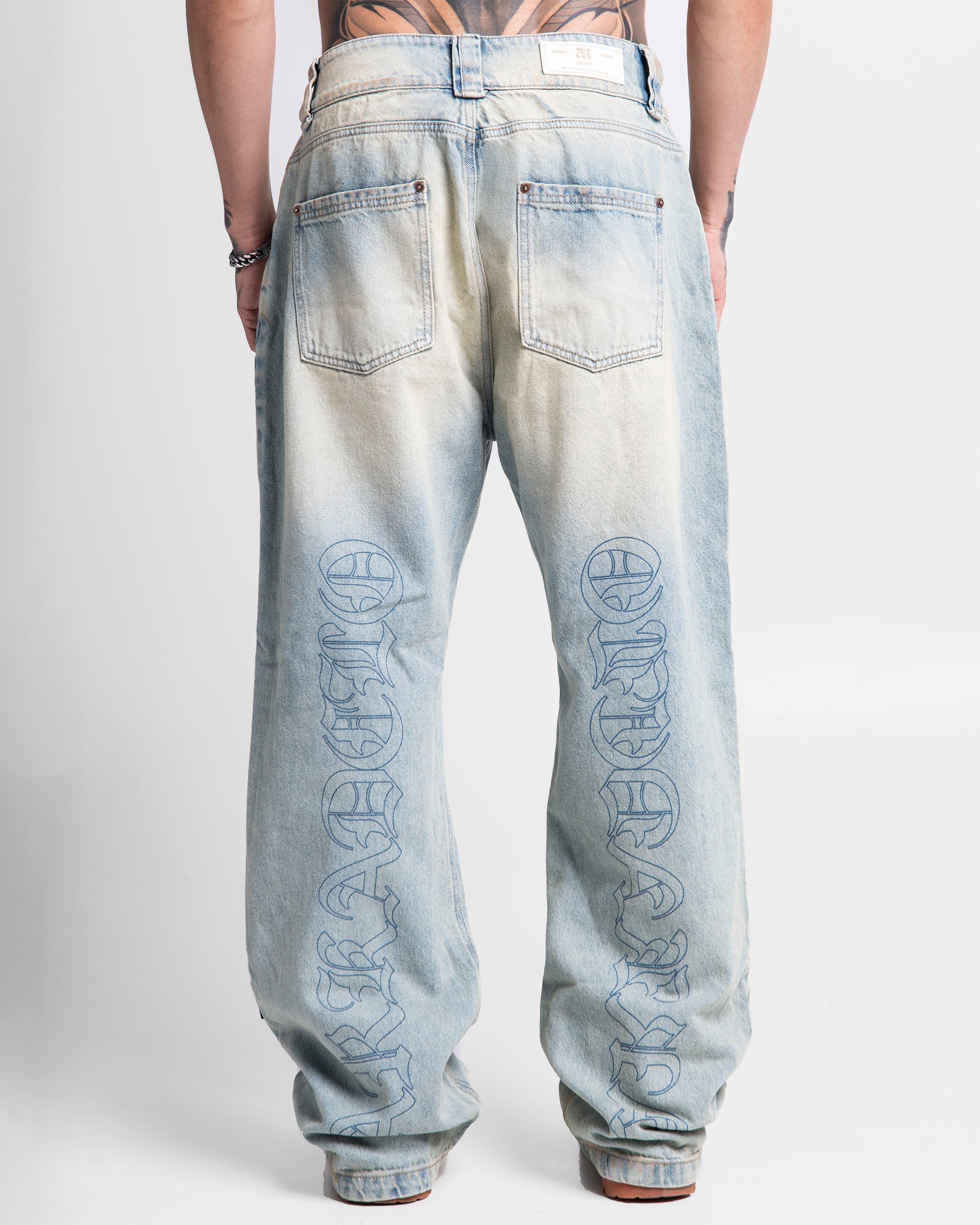 Jean Dirty Claro Estampado Azul