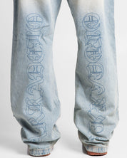 Jean Dirty Claro Estampado Azul