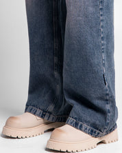 Jean Azul Oscuro Estampado Blanco