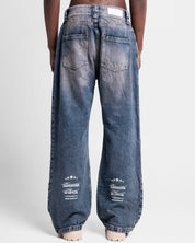 Jean Azul Oscuro Estampado Blanco