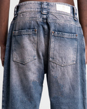 Jean Azul Oscuro Estampado Blanco