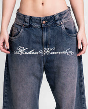 Jean Azul Oscuro Estampado Blanco - Unisex