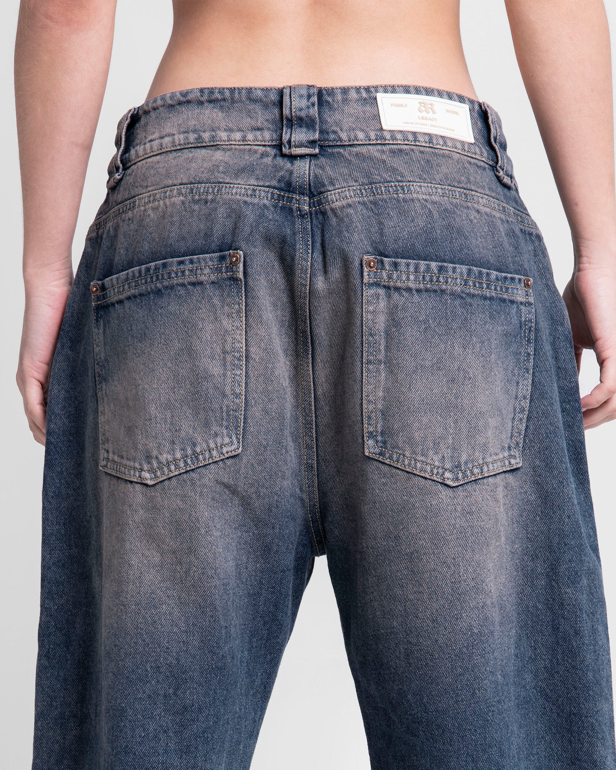 Jean Azul Oscuro Estampado Blanco - Unisex