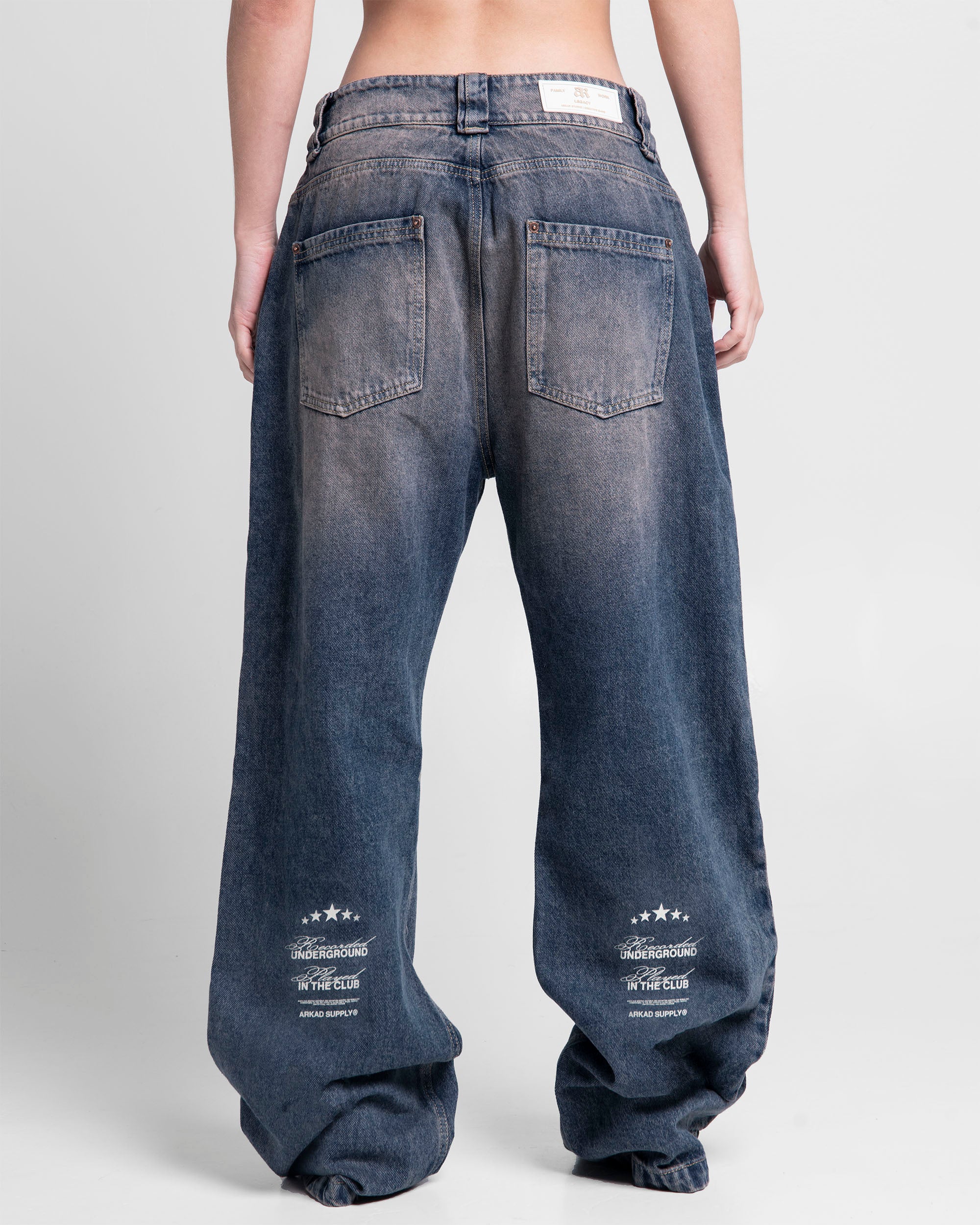 Jean Azul Oscuro Estampado Blanco - Unisex