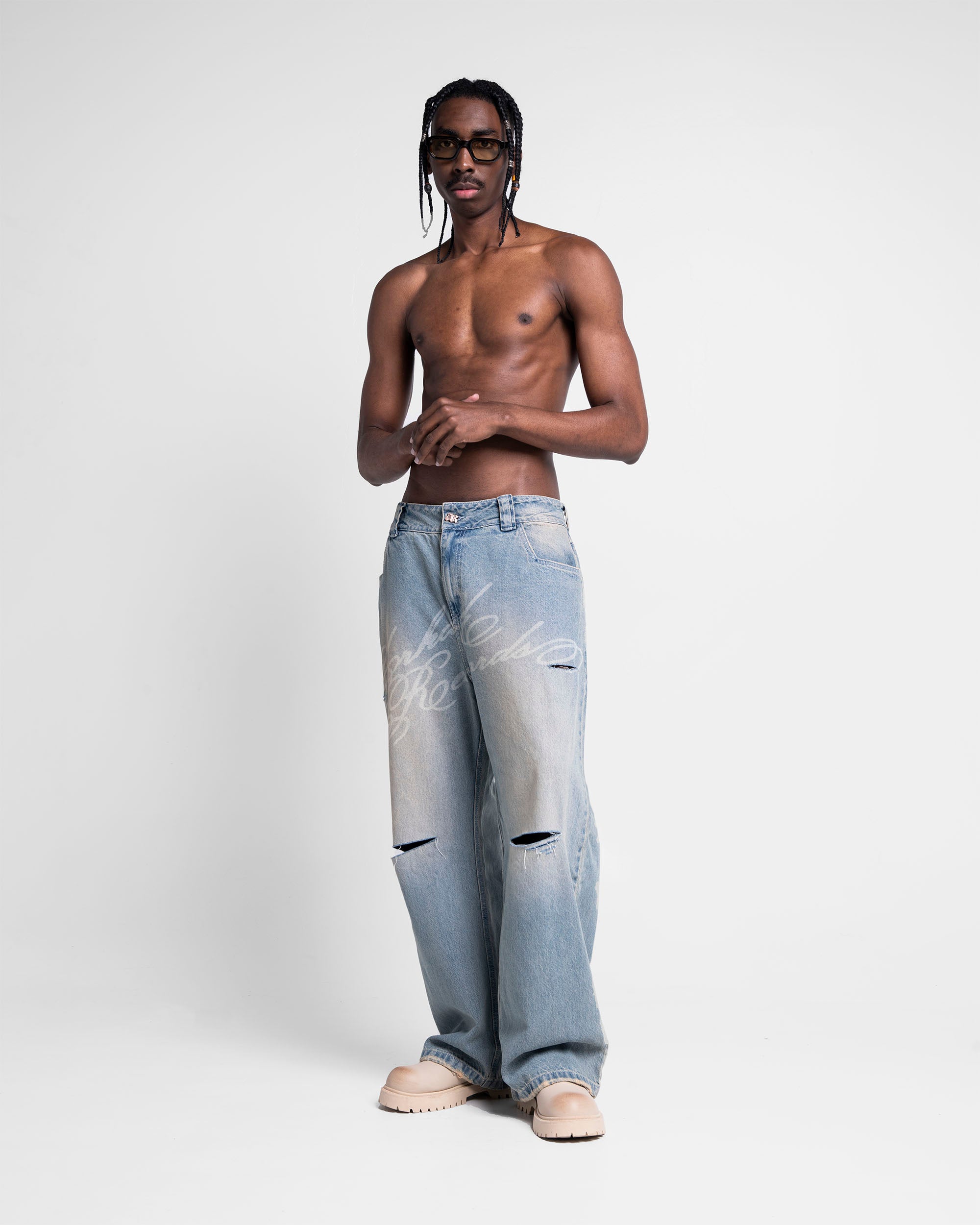 Denim Pant Laser Dirty Destroyed