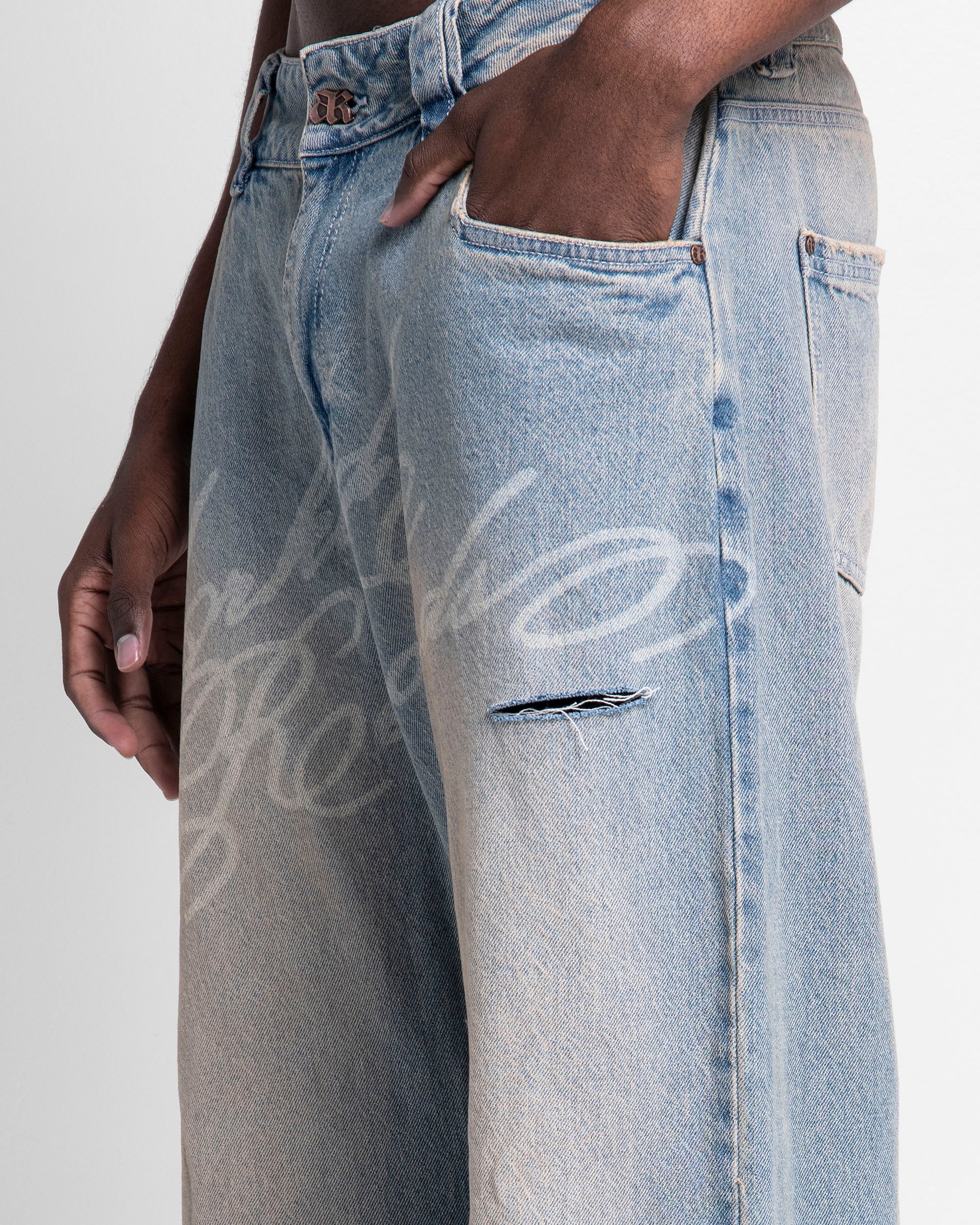 Denim Pant Laser Dirty Destroyed