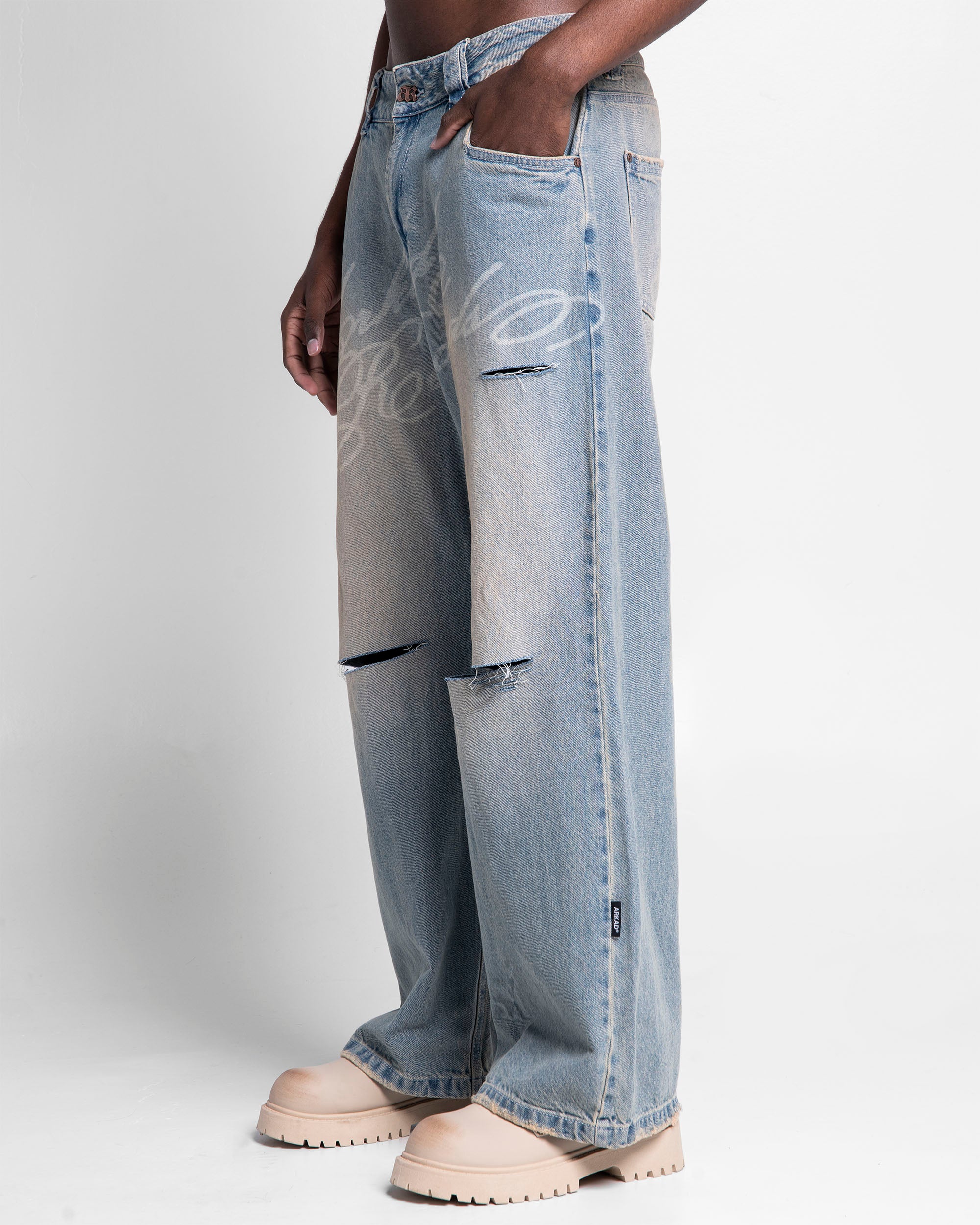 Denim Pant Laser Dirty Destroyed