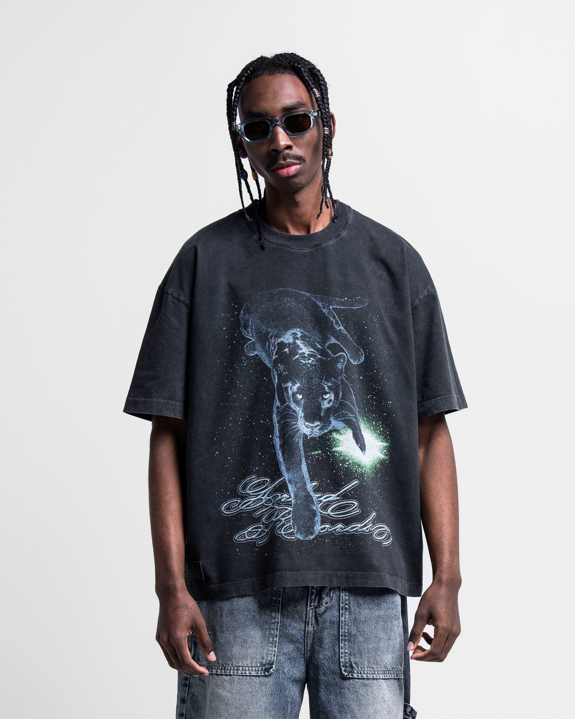 Washed Tshirt Negra Black Panther