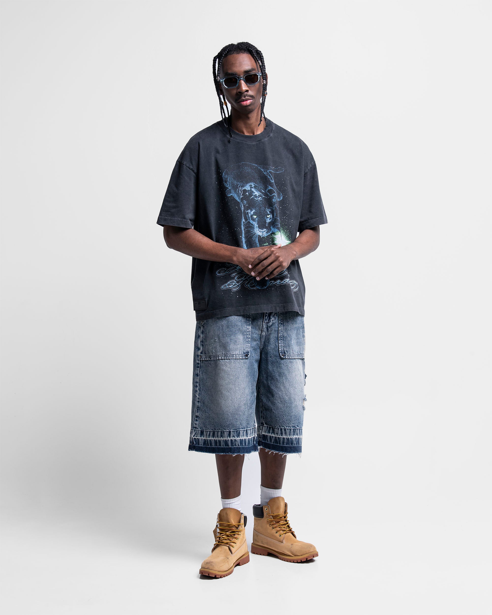 Washed Tshirt Negra Black Panther