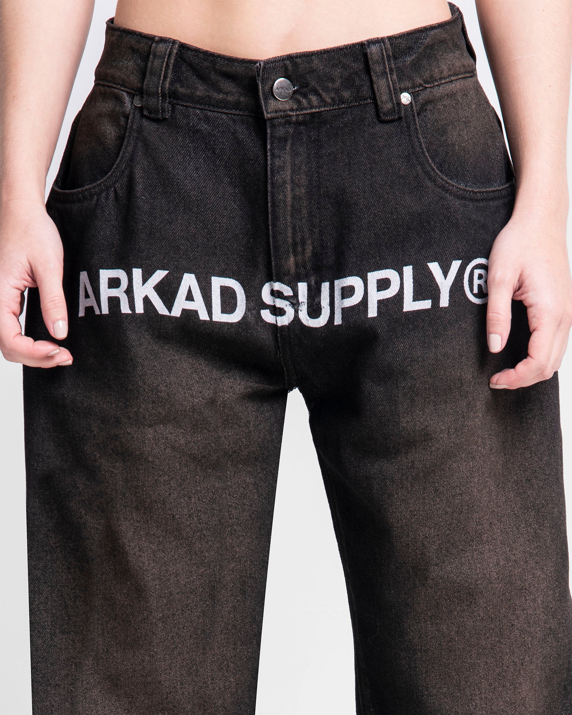 Printed Denim Pant Negro Dirty - Unisex