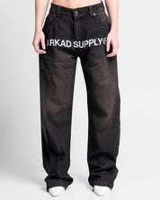 Printed Denim Pant Negro Dirty - Unisex