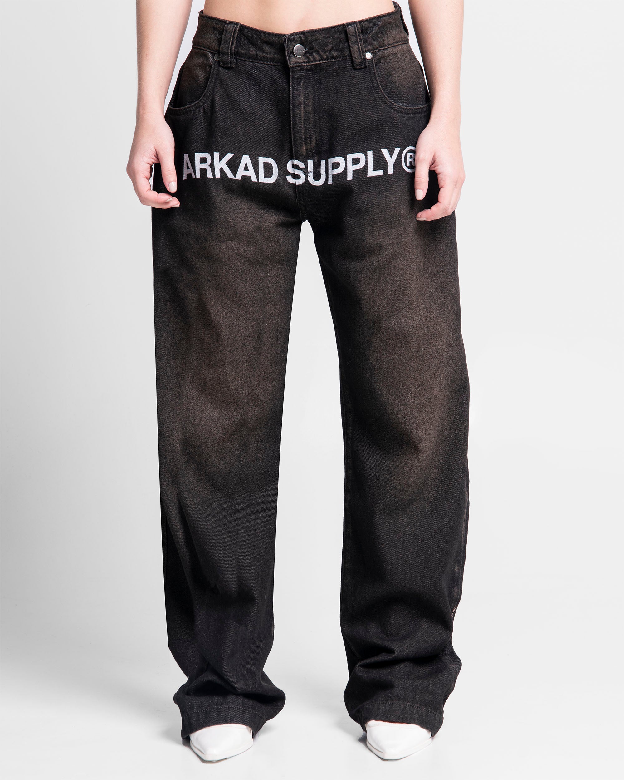 Printed Denim Pant Negro Dirty - Unisex