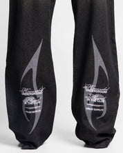 Printed Denim Pant Negro Dirty - Unisex