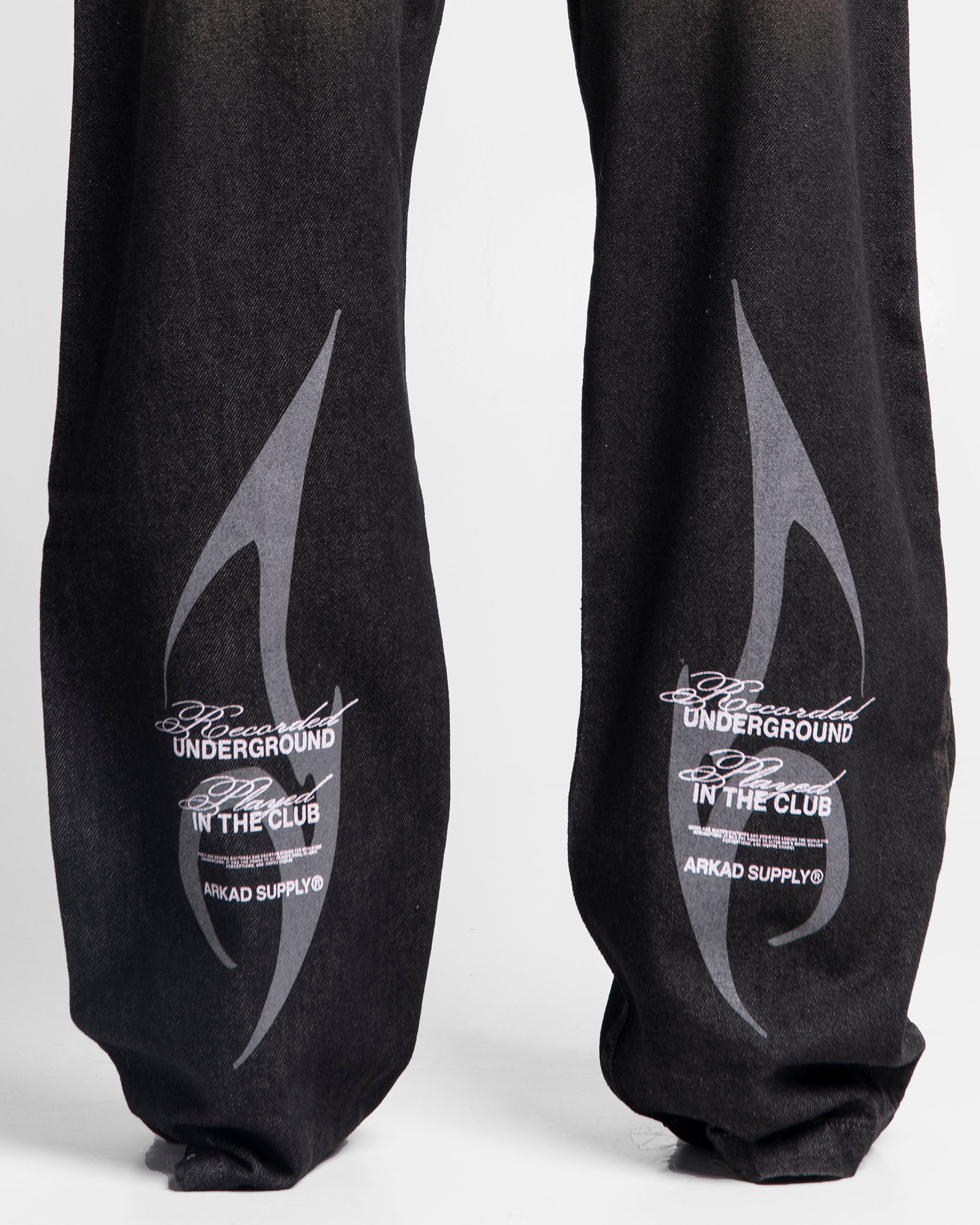 Printed Denim Pant Negro Dirty - Unisex