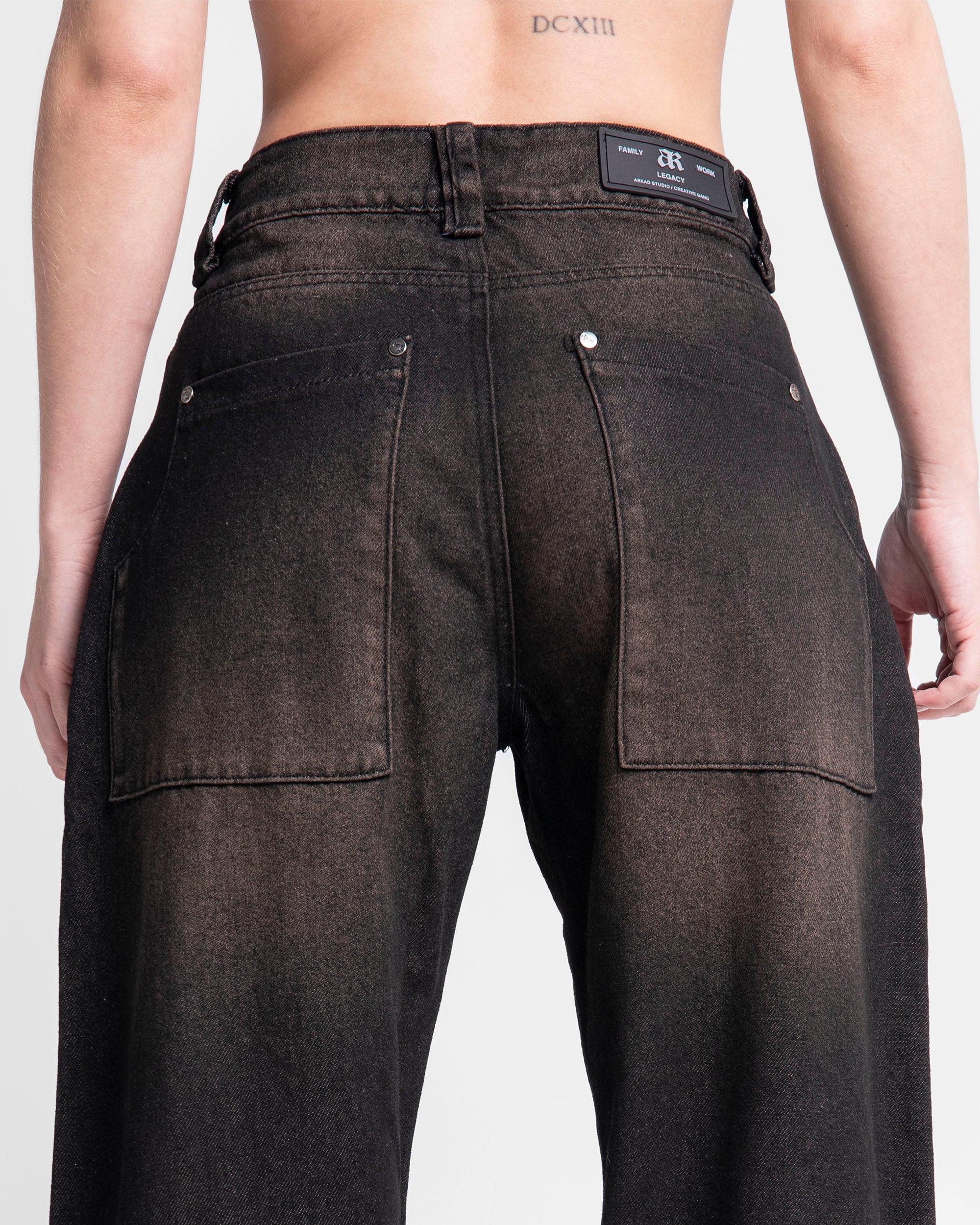 Printed Denim Pant Negro Dirty - Unisex