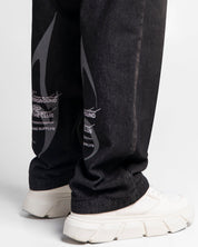 Printed Denim Pant Negro Dirty