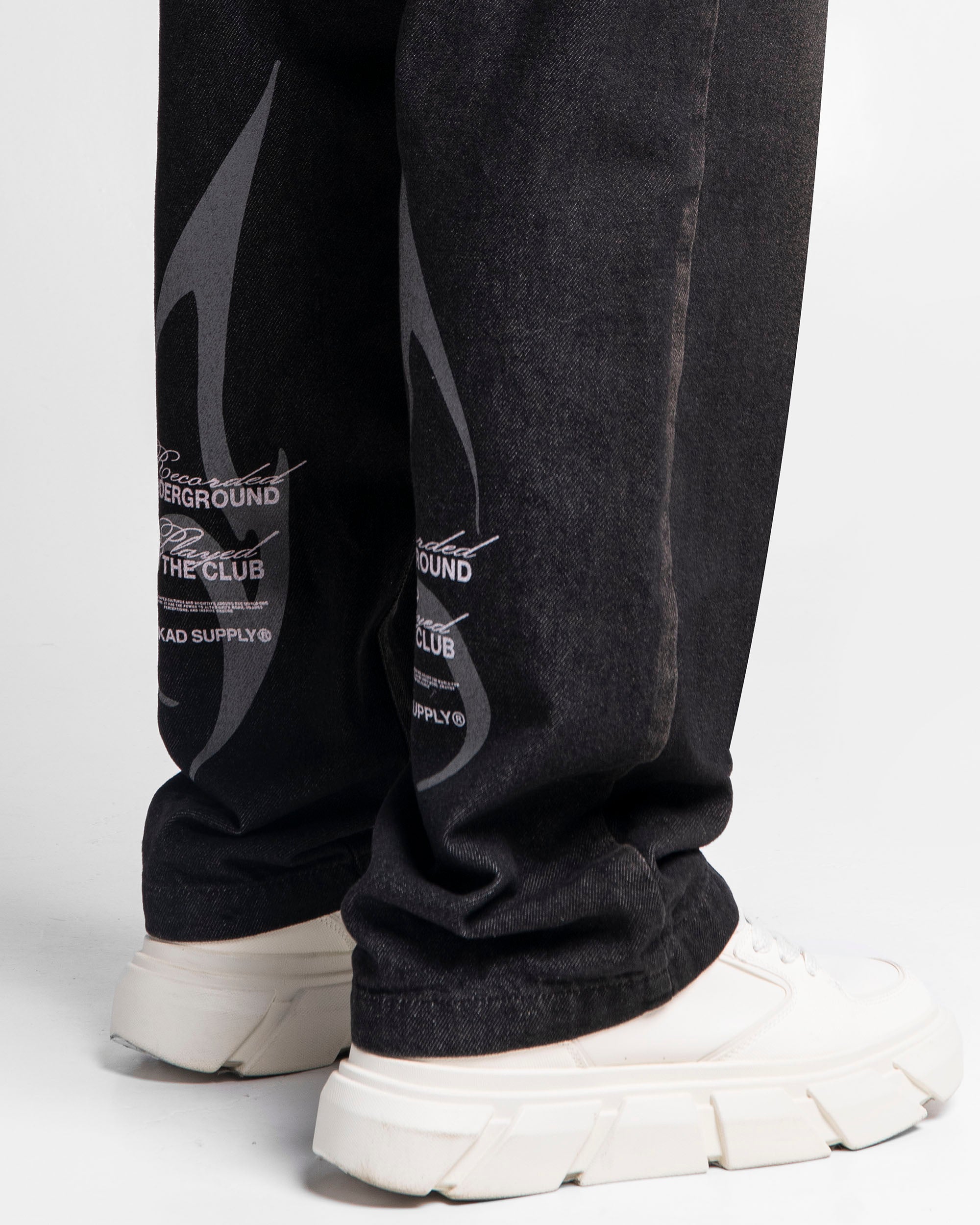 Printed Denim Pant Negro Dirty