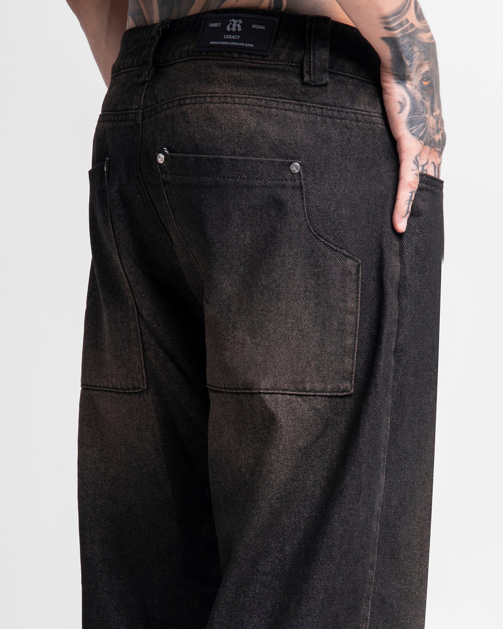 Printed Denim Pant Negro Dirty