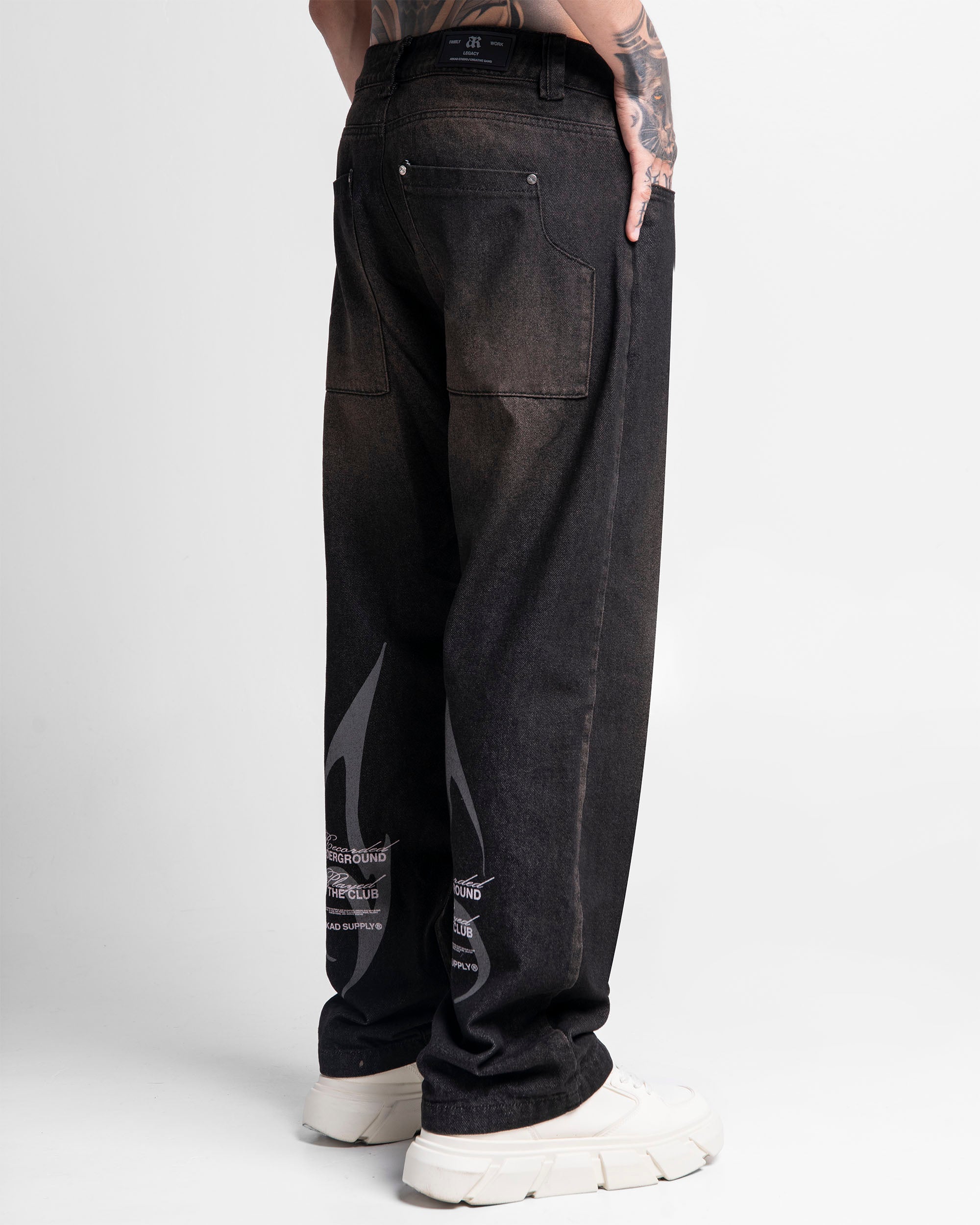 Printed Denim Pant Negro Dirty