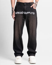 Printed Denim Pant Negro Dirty