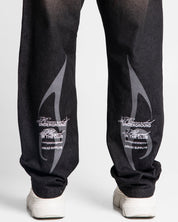 Printed Denim Pant Negro Dirty
