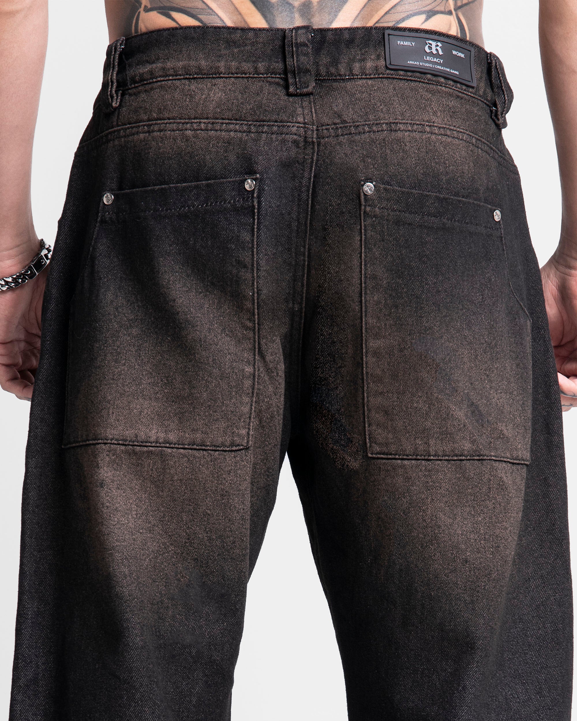 Printed Denim Pant Negro Dirty