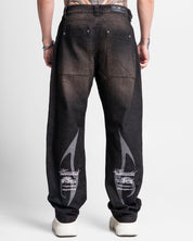 Printed Denim Pant Negro Dirty