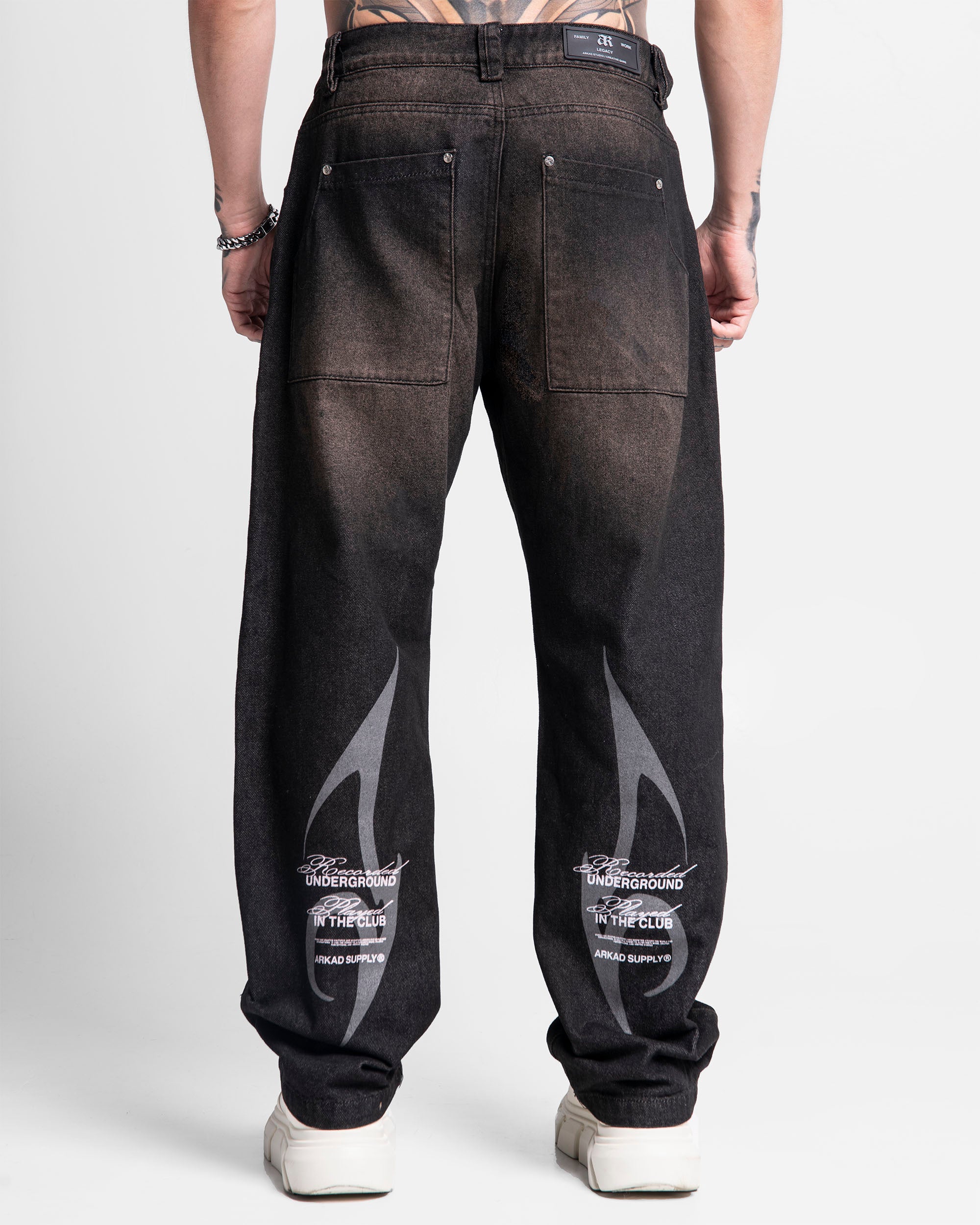 Printed Denim Pant Negro Dirty