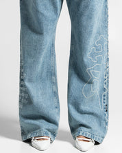 Printed Denim Pant Azul Claro - Unisex