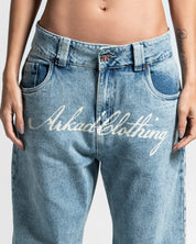 Printed Denim Pant Azul Claro - Unisex