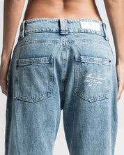 Printed Denim Pant Azul Claro - Unisex